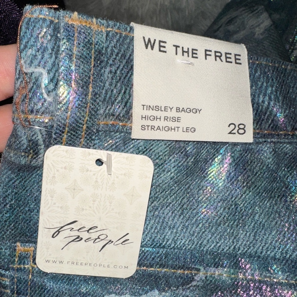 Free people tinsley printed high rise illusion jeans NWT - Picture 10 of 11